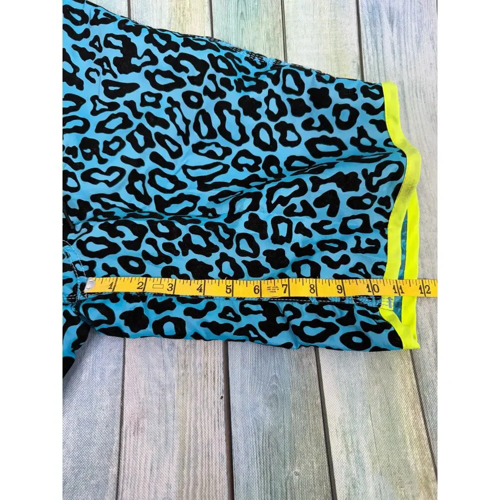 Hurley Vintage Board Shorts Swim Trunks Unlined Velvet Teal Cheetah Print Size33